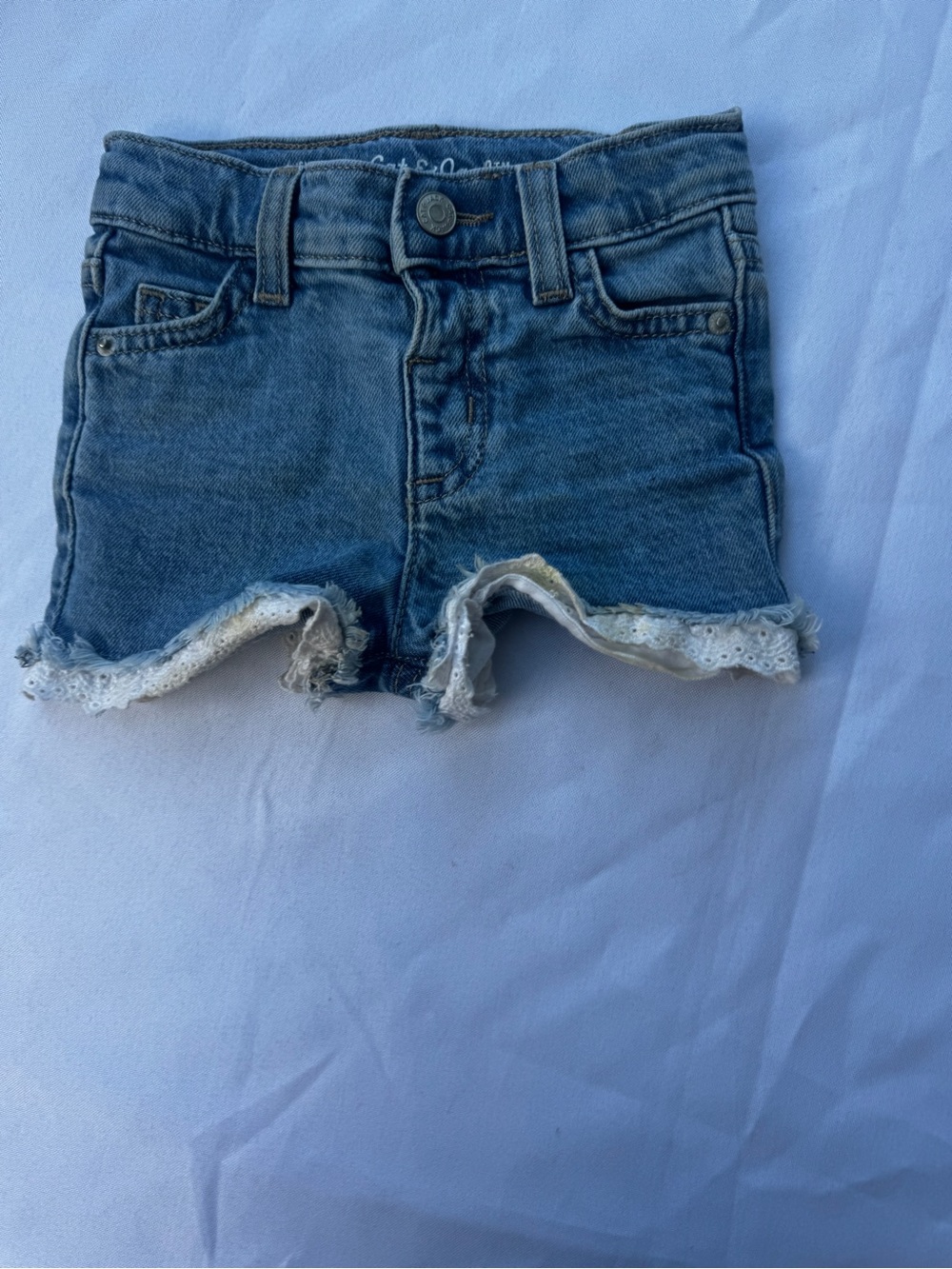 Cat &Jack Kids Denim Lace-Trim Shorts - Blue 12 months